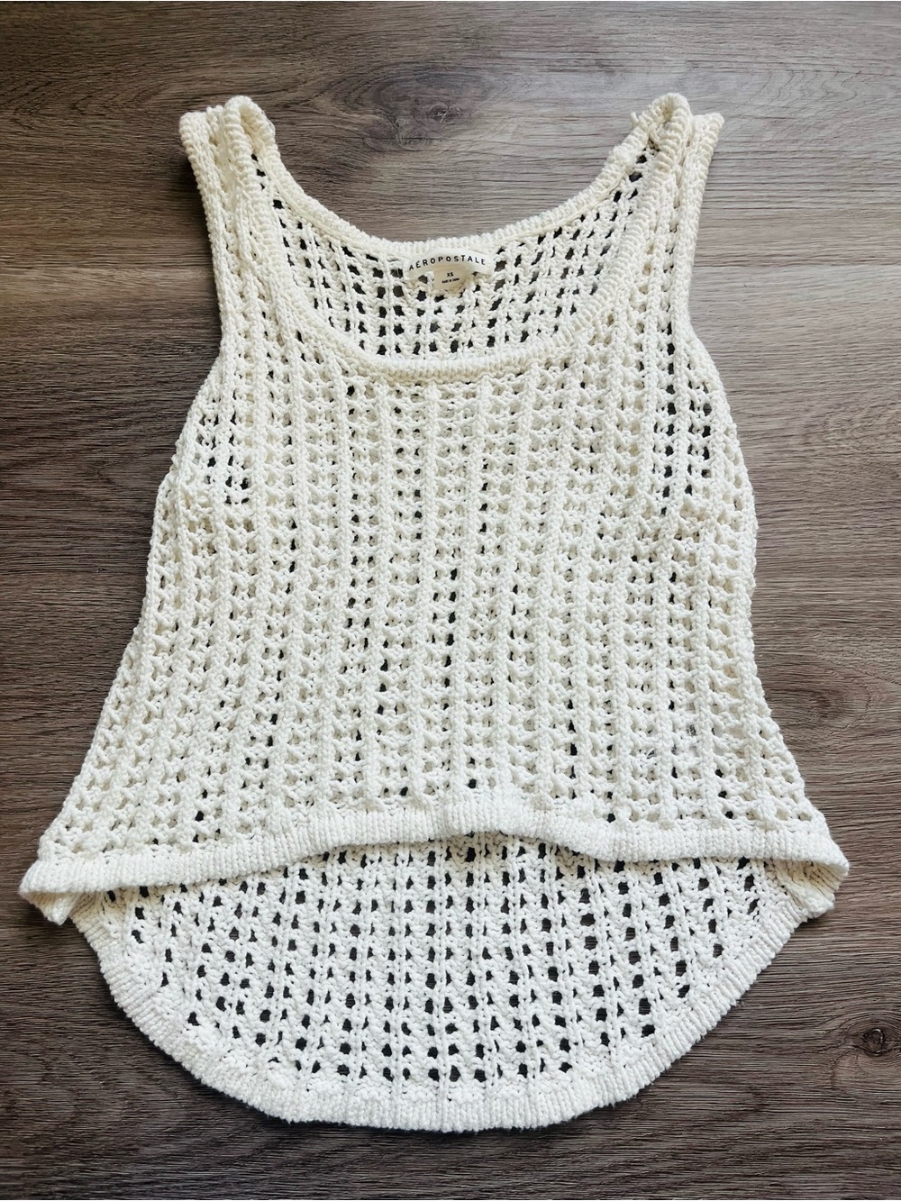 Aeropostale Cream Open-Knit Tank Top - Sleeveless Crochet Style